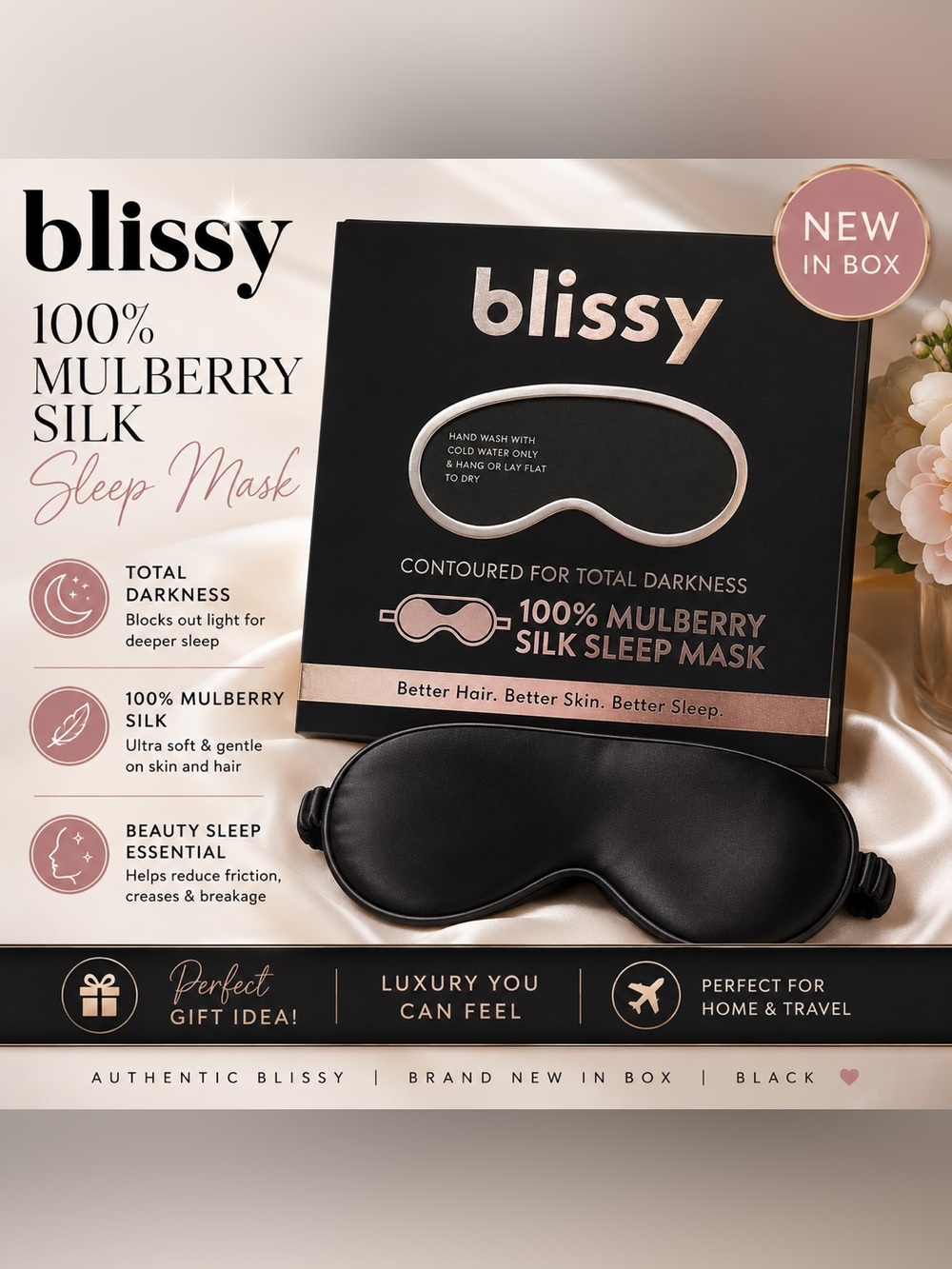 Blissy 100% Mulberry Silk Sleep Mask